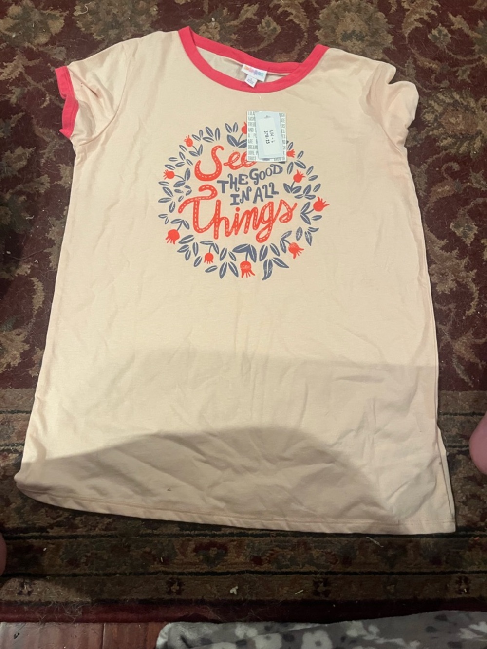 LuLaRoe Liv Shirt See the Good in All Things Graphic Tee Size Large